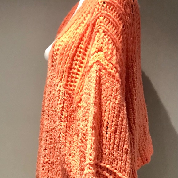Free People Orange Chamomile Wool Blend Open Front Chunky Cardigan Sweater SZ XS - Picture 6 of 10